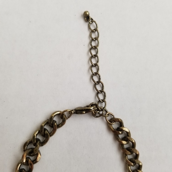 Target statement necklace rhinestone beads with antique brass coloring, women’s - Picture 3 of 4